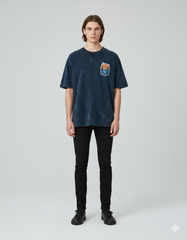 Peekaboo Kitty Acid Washed Oversized Tee | Teeyatra | Cartoon