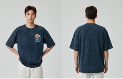 Peekaboo Kitty Acid Washed Oversized Tee | Teeyatra | Cartoon