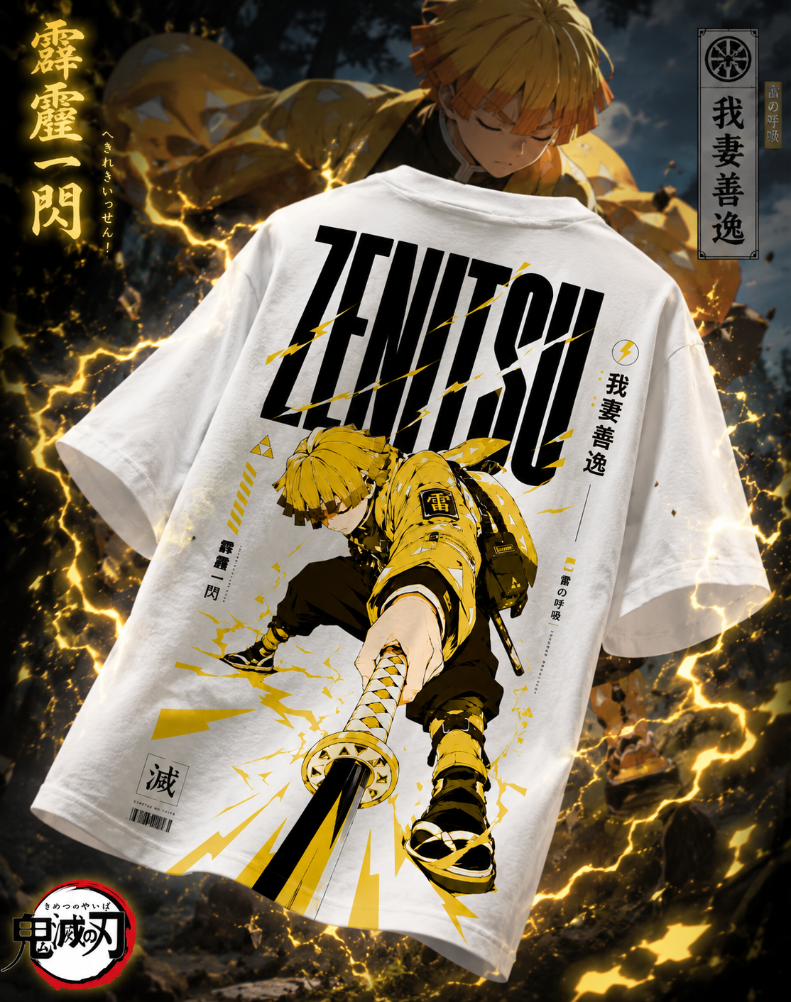 Teeyatra Zenitsu Thunderclap Oversized T-Shirt – TEEYATRA