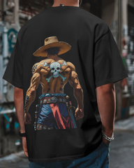 Wild West Cowboy Skull Print Oversized T-Shirt - Vintage Western | Teeyatra | Anime