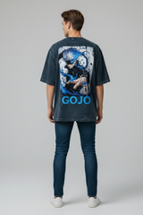 Gojo Satoru Limitless Acid Washed Oversized Tee | Teeyatra | Anime
