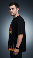 Fire Aura Streetwear Oversized Tee | Teeyatra | Abstract