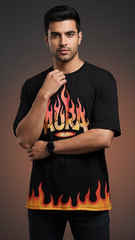 Fire Aura Streetwear Oversized Tee | Teeyatra | Abstract