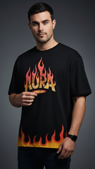 Fire Aura Streetwear Oversized Tee | Teeyatra | Abstract