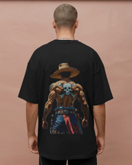 Wild West Cowboy Skull Print Oversized T-Shirt - Vintage Western | Teeyatra | Anime