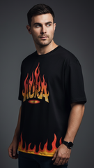 Fire Aura Streetwear Oversized Tee | Teeyatra | Abstract
