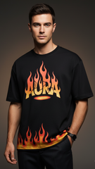 Fire Aura Streetwear Oversized Tee | Teeyatra | Abstract