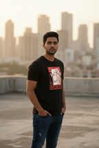 Teeyatra Men's Ryomen Sukuna Graphic Print T-Shirt – Premium Black Cotton Regular Fit