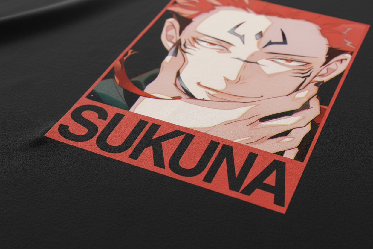 Teeyatra Men's Ryomen Sukuna Graphic Print T-Shirt – Premium Black Cotton Regular Fit