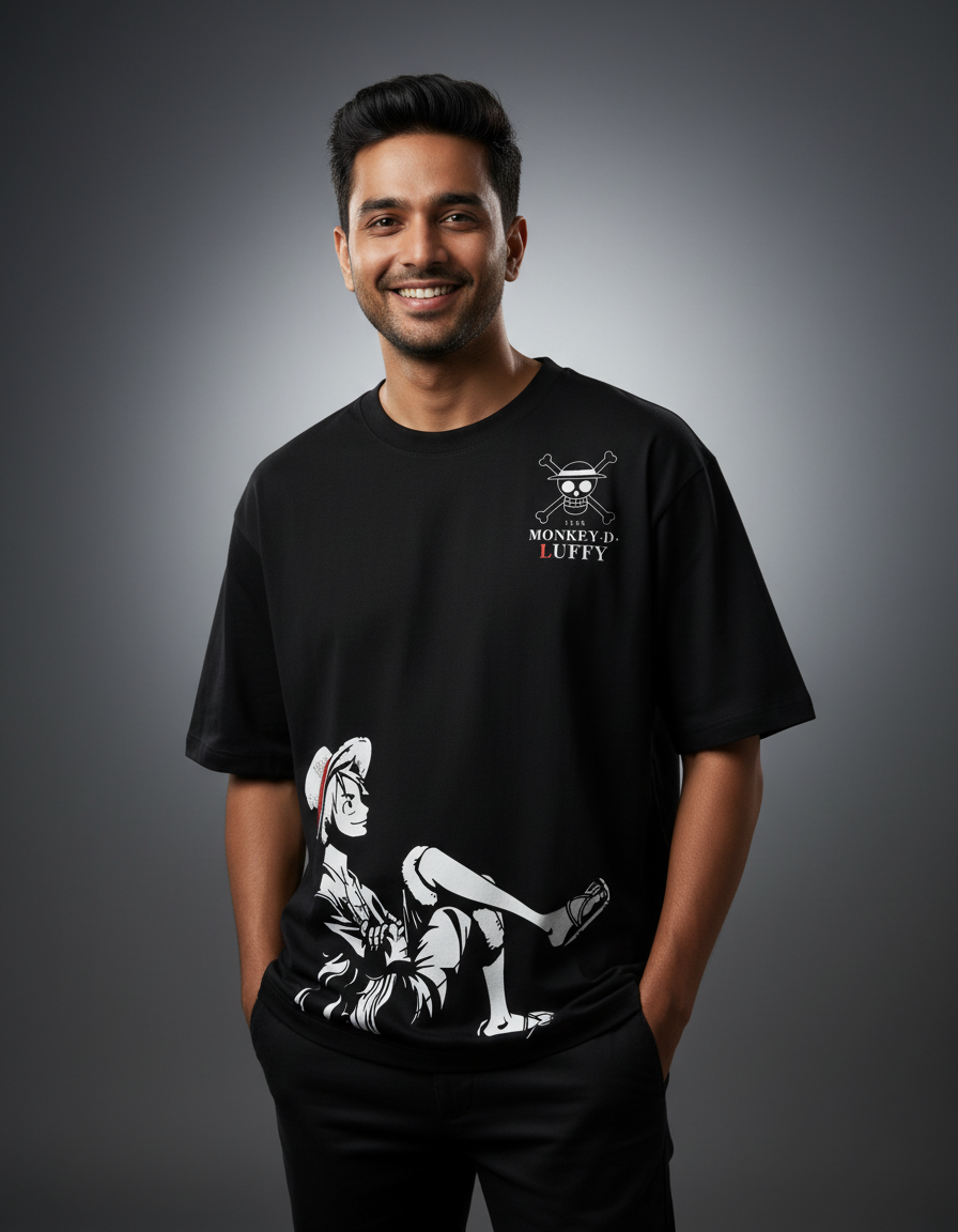 Monkey D. Luffy "Straw Hat Captain" | Premium 240 GSM Oversized Anime Tee