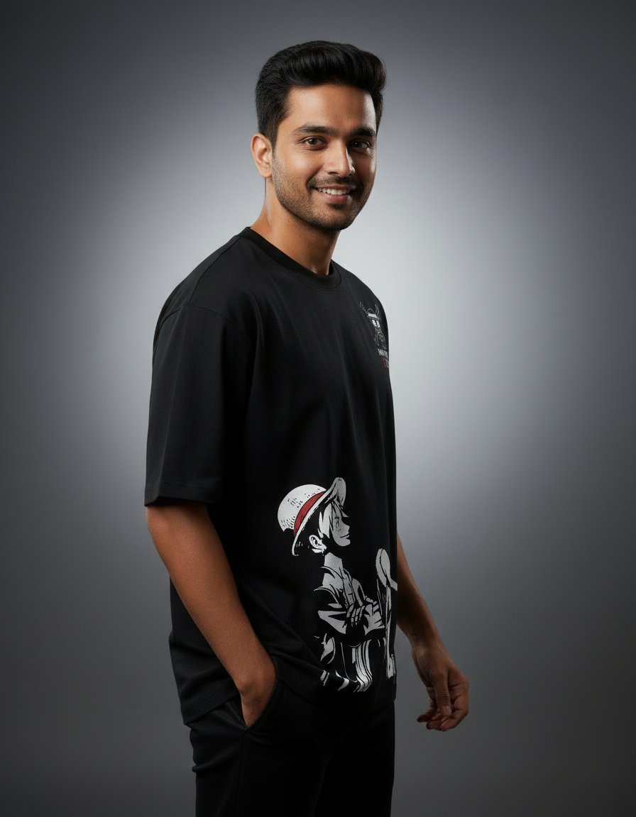 Monkey D. Luffy "Straw Hat Captain" | Premium 240 GSM Oversized Anime Tee