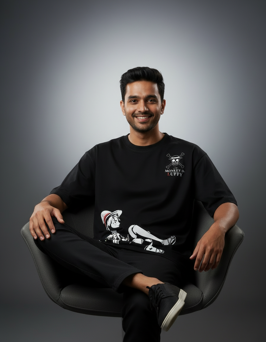 Monkey D. Luffy "Straw Hat Captain" | Premium 240 GSM Oversized Anime Tee