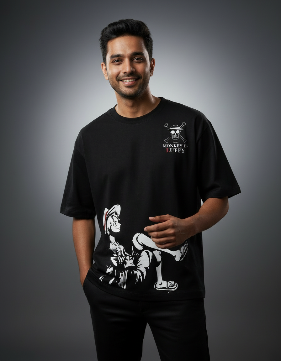 Monkey D. Luffy "Straw Hat Captain" | Premium 240 GSM Oversized Anime Tee