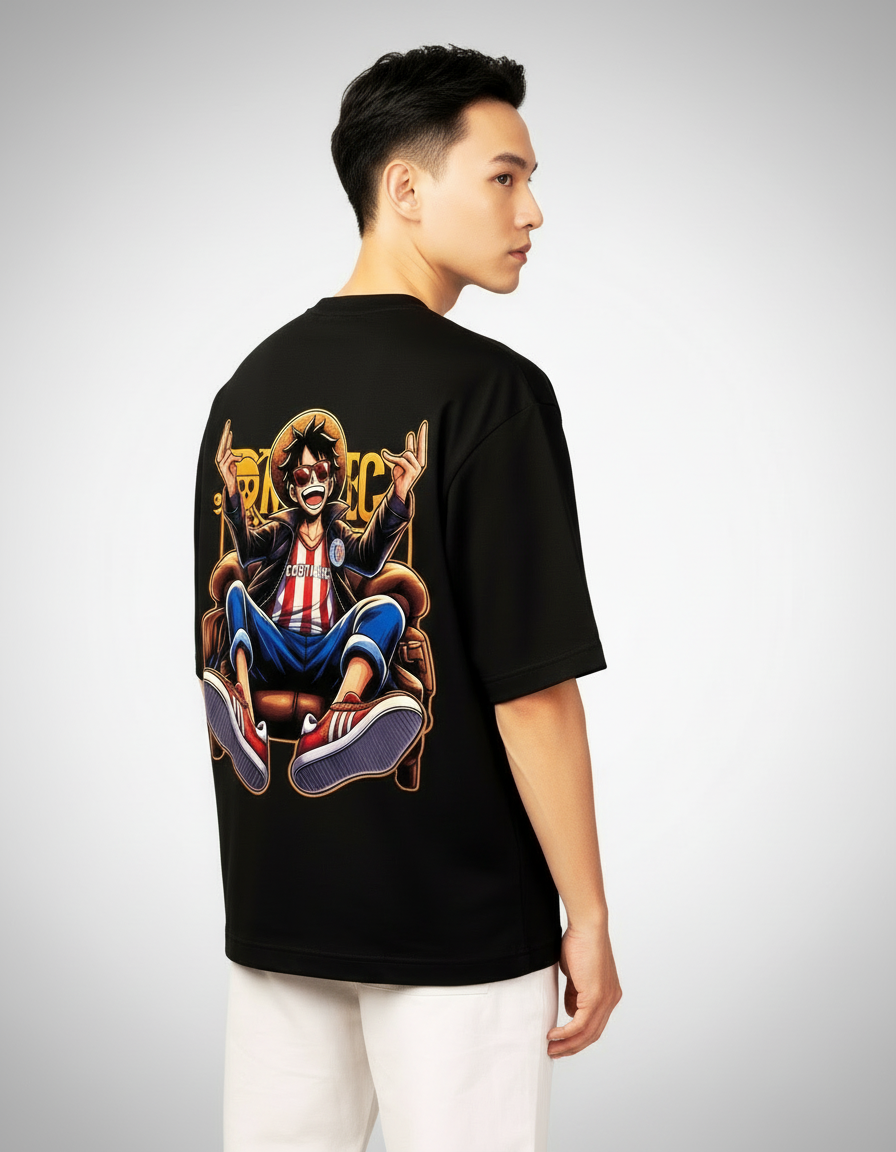 Straw Hat Luffy Graphic | Premium 240 GSM One Piece Oversized Anime Tee