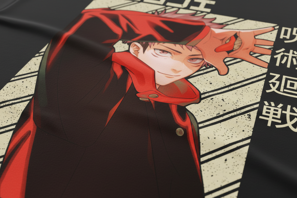 Teeyatra "Yuji" Anime Graphic Tee – Premium Black Regular Fit T-Shirt