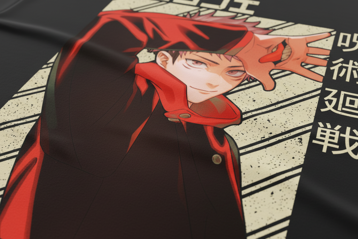 Teeyatra "Yuji" Anime Graphic Tee – Premium Black Regular Fit T-Shirt