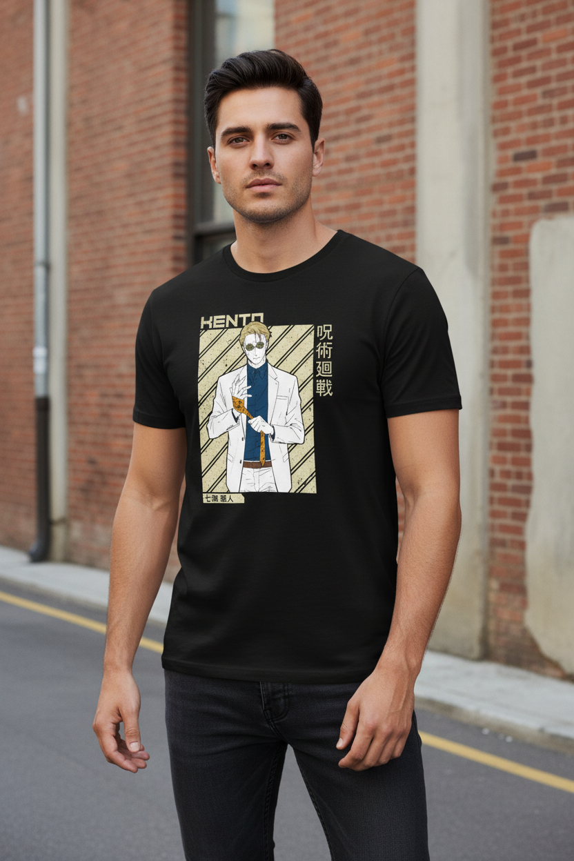 Teeyatra Nanami Kento "7:3" Edition Black Regular Fit Graphic T-Shirt