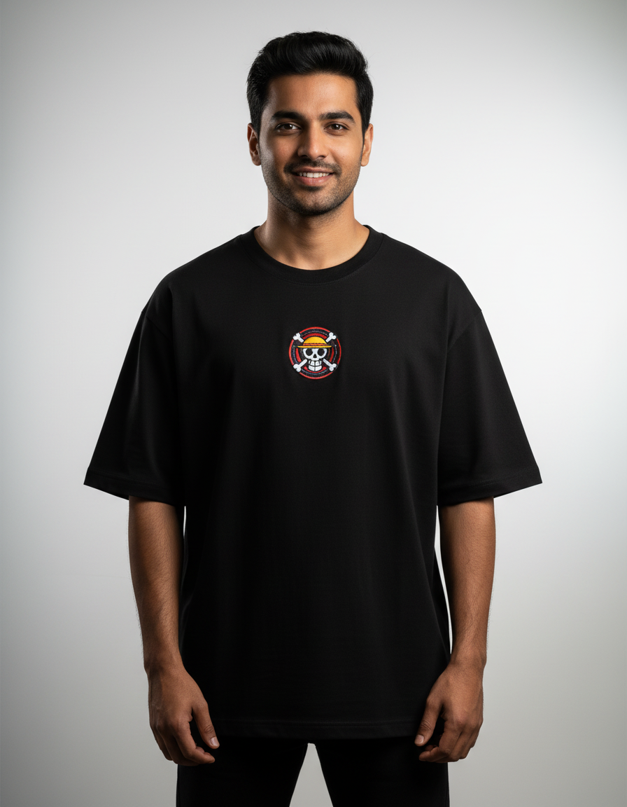 Straw Hat Luffy Graphic | Premium 240 GSM One Piece Oversized Anime Tee