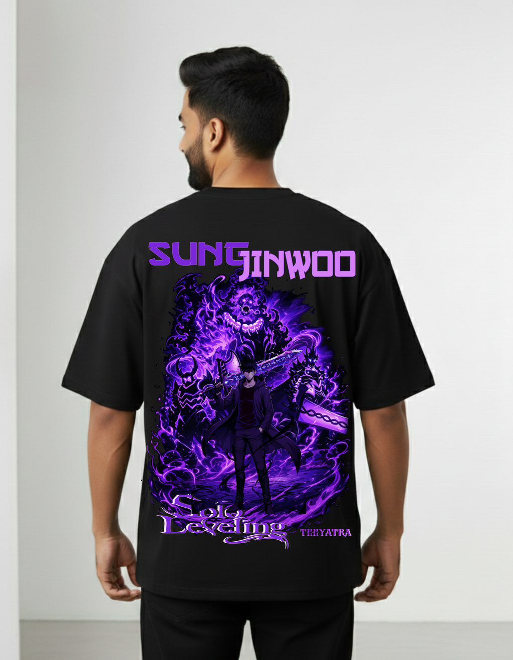 Sung Jin Woo Oversized French Terry T-Shirt | 240 GSM | DTF Print | Teeyatra