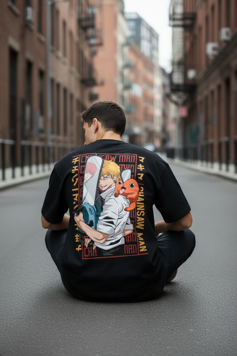 Teeyatra Premium "Chainsaw Man" Oversized T-Shirt | Streetwear Edition