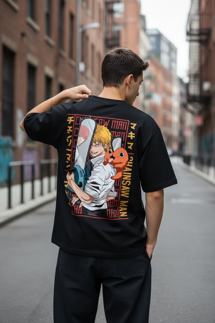 Teeyatra Premium "Chainsaw Man" Oversized T-Shirt | Streetwear Edition