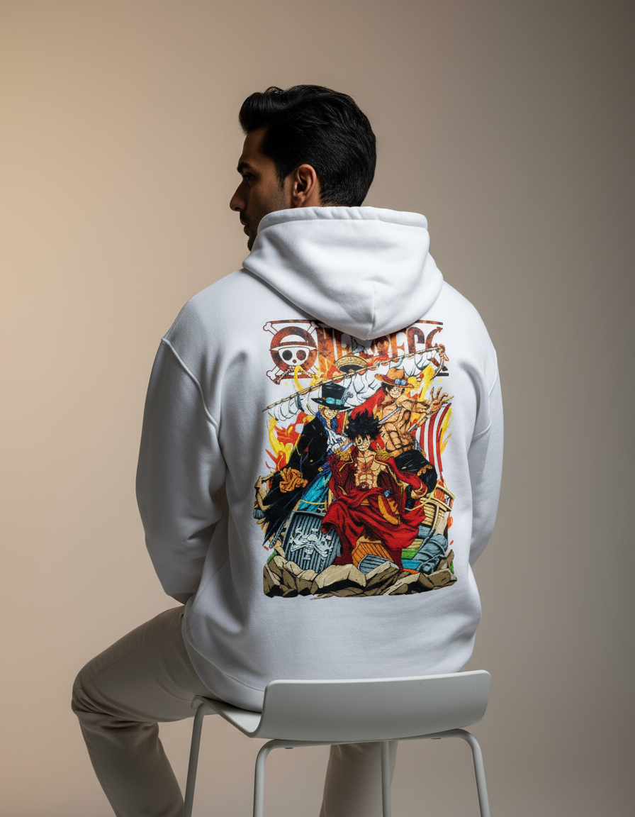 One Piece Epic Saga Luffy & Crew Graphic Oversized Hoodie - Anime Streetwear | Teeyatra