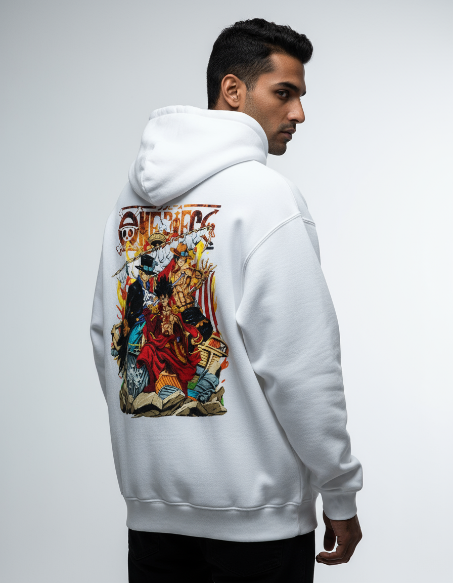 One Piece Epic Saga Luffy & Crew Graphic Oversized Hoodie - Anime Streetwear | Teeyatra
