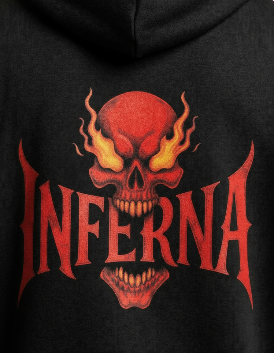 Unleash the Fire: Inferno Skull Men's Oversized Hoodie | Teeyatra
