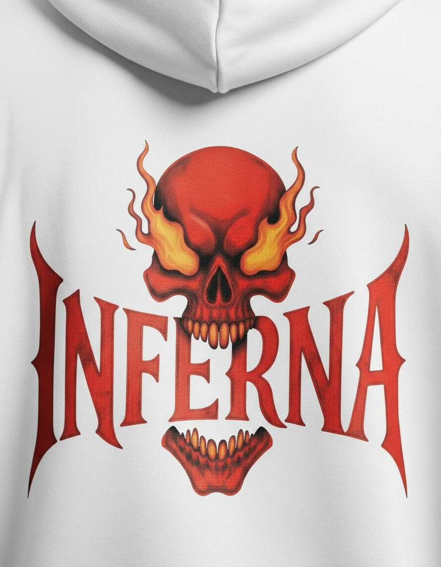 Unleash the Fire: Inferno Skull Men's Oversized Hoodie | Teeyatra
