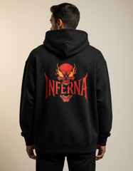 Unleash the Fire: Inferno Skull Men's Oversized Hoodie | Teeyatra