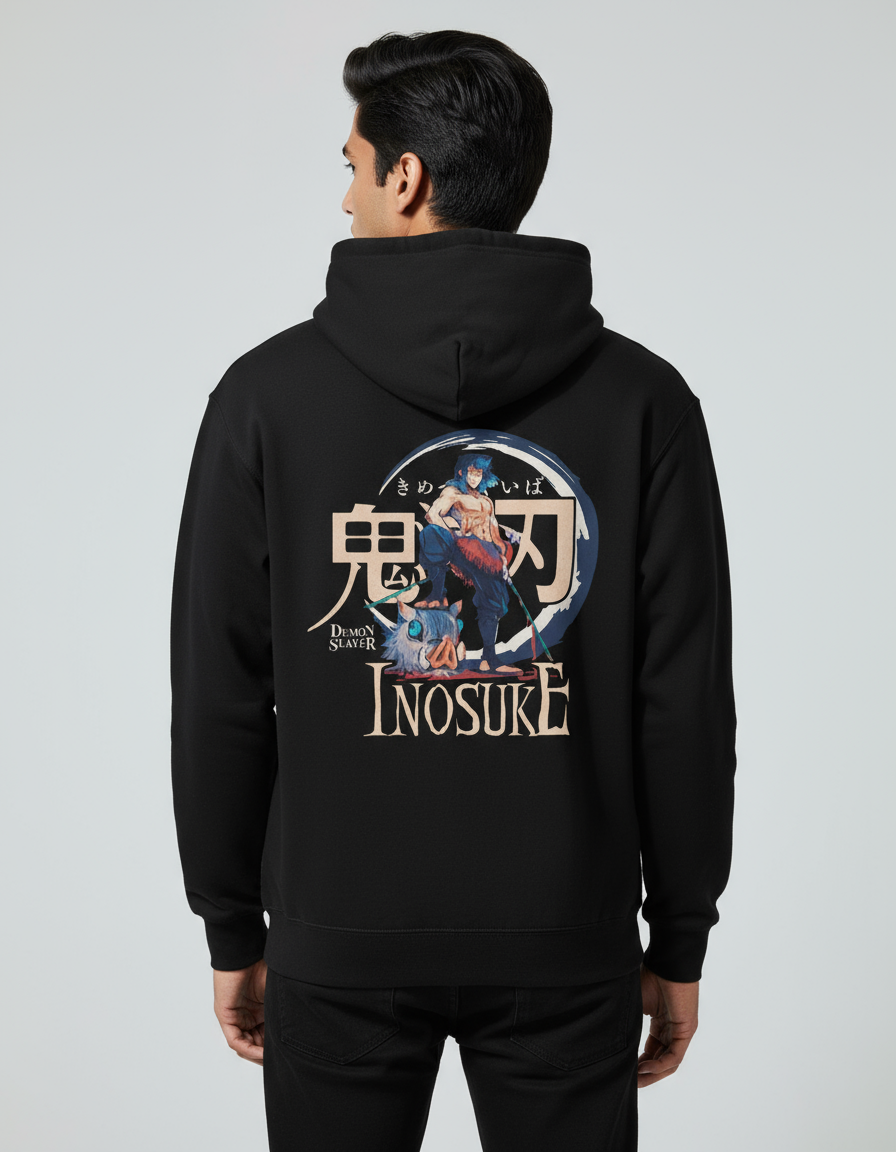 Demon Slayer Inosuke Black  Men's Hoodie | Teeyatra | Anime