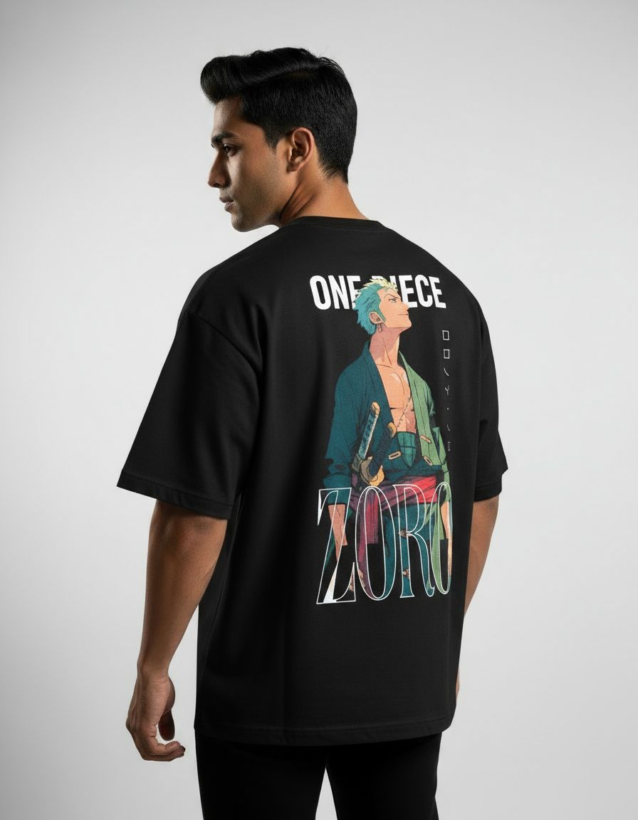 Roronoa Zoro "King of Hell" Streetwear – Premium 240 GSM Terry Cotton Oversized T-Shirt