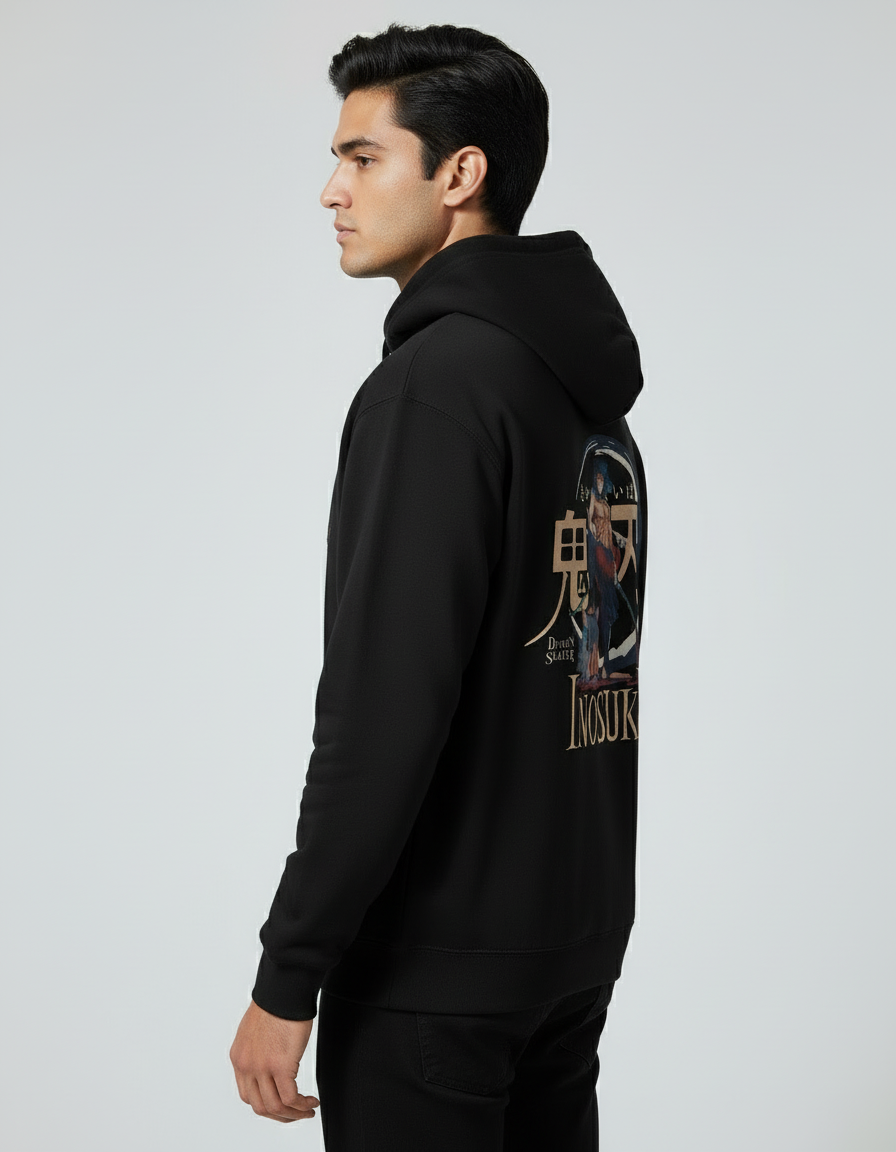 Demon Slayer Inosuke Black  Men's Hoodie | Teeyatra | Anime