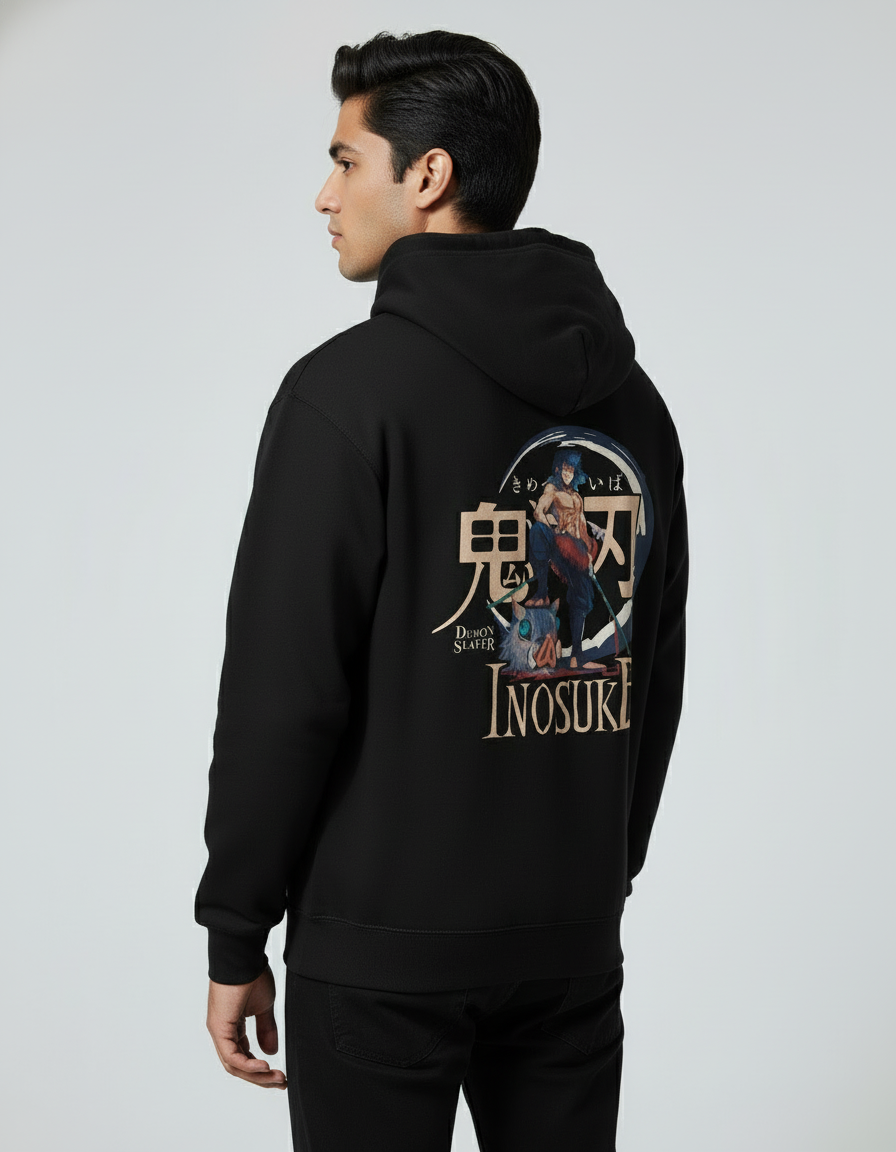 Demon Slayer Inosuke Black  Men's Hoodie | Teeyatra | Anime