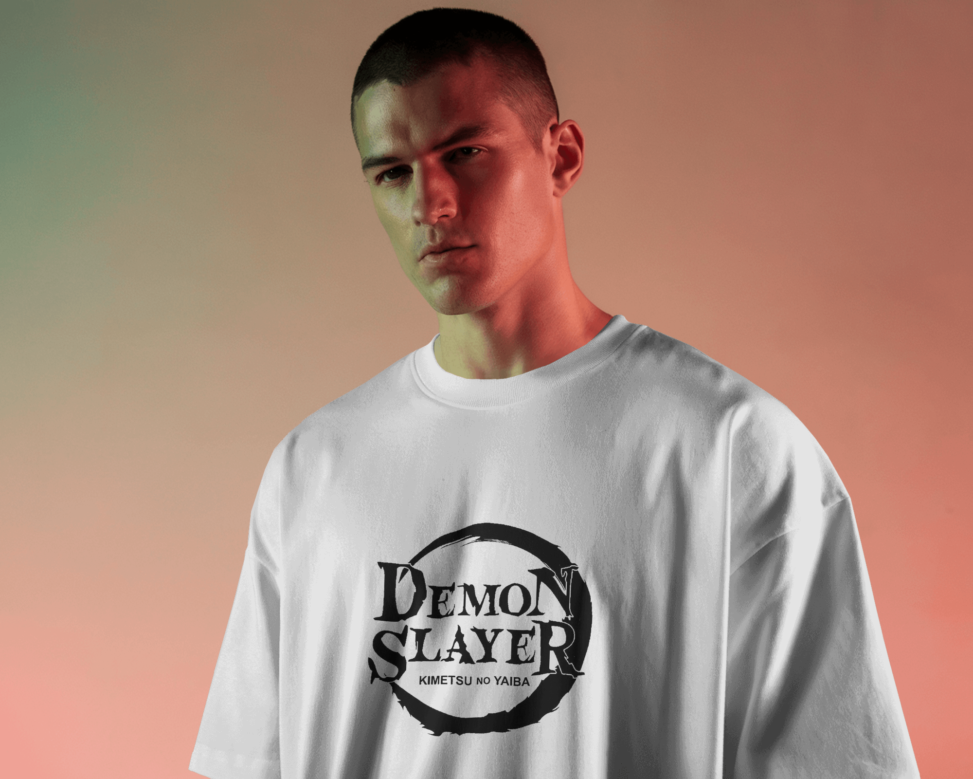 Tanjiro Kamado Men's Terry Oversized Tee | Demon Slayer  | Teeyatra | Anime