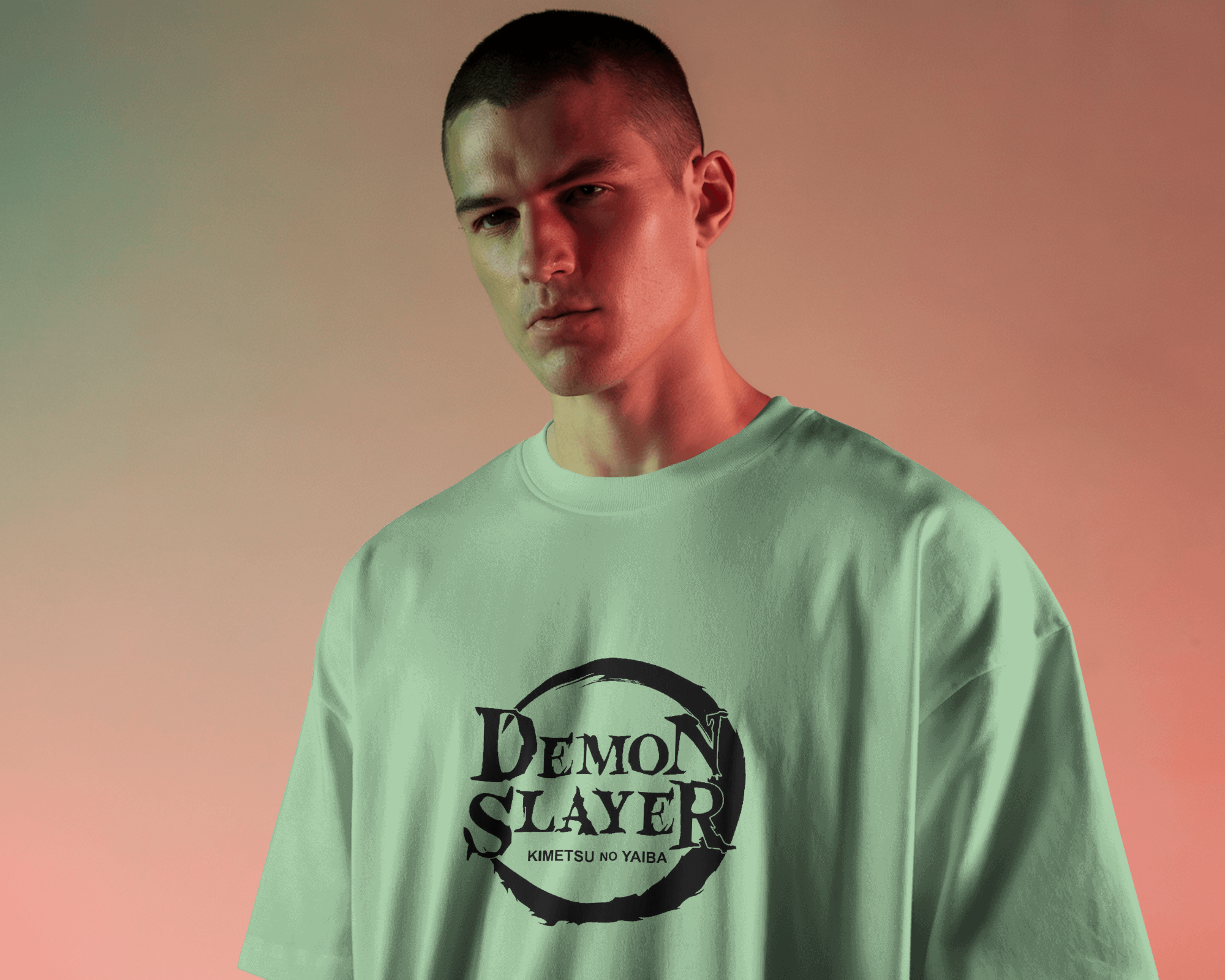 Tanjiro Kamado Men's Terry Oversized Tee | Demon Slayer  | Teeyatra | Anime