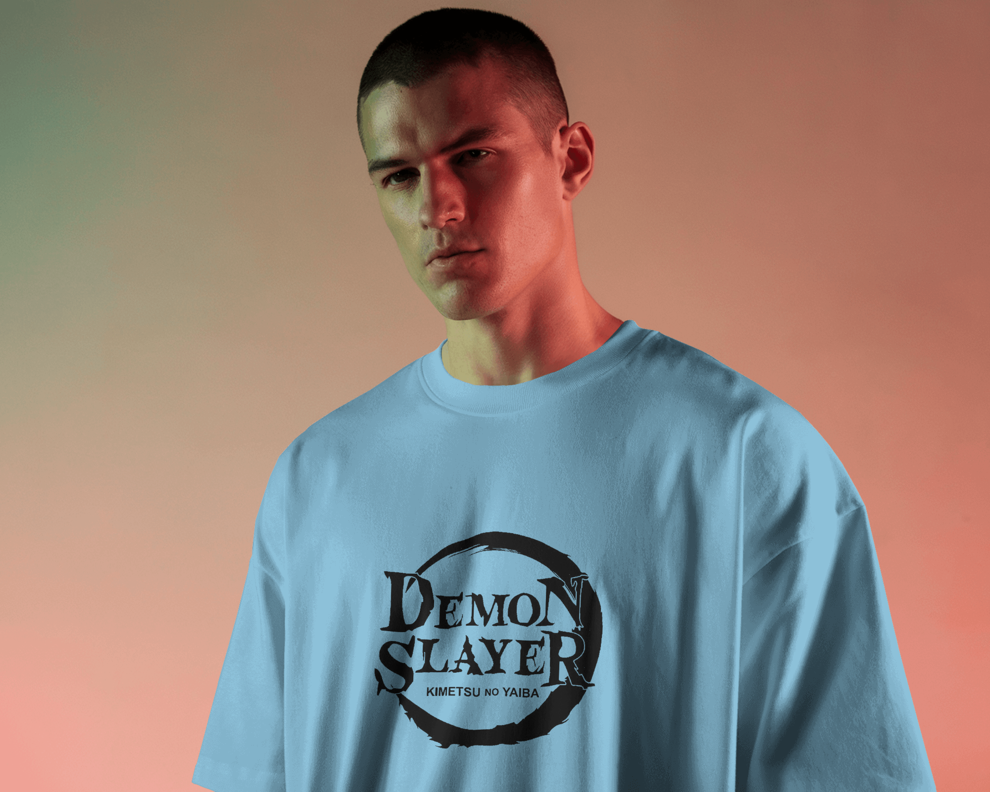 Tanjiro Kamado Men's Terry Oversized Tee | Demon Slayer  | Teeyatra | Anime