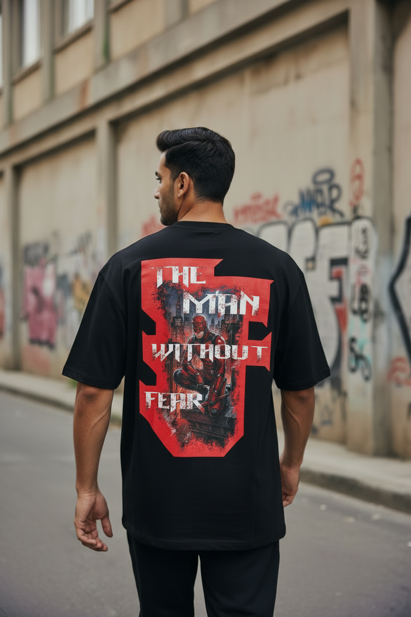 Teeyatra "The Man Without Fear" | Oversized 240 GSM French Terry Graphic Tee