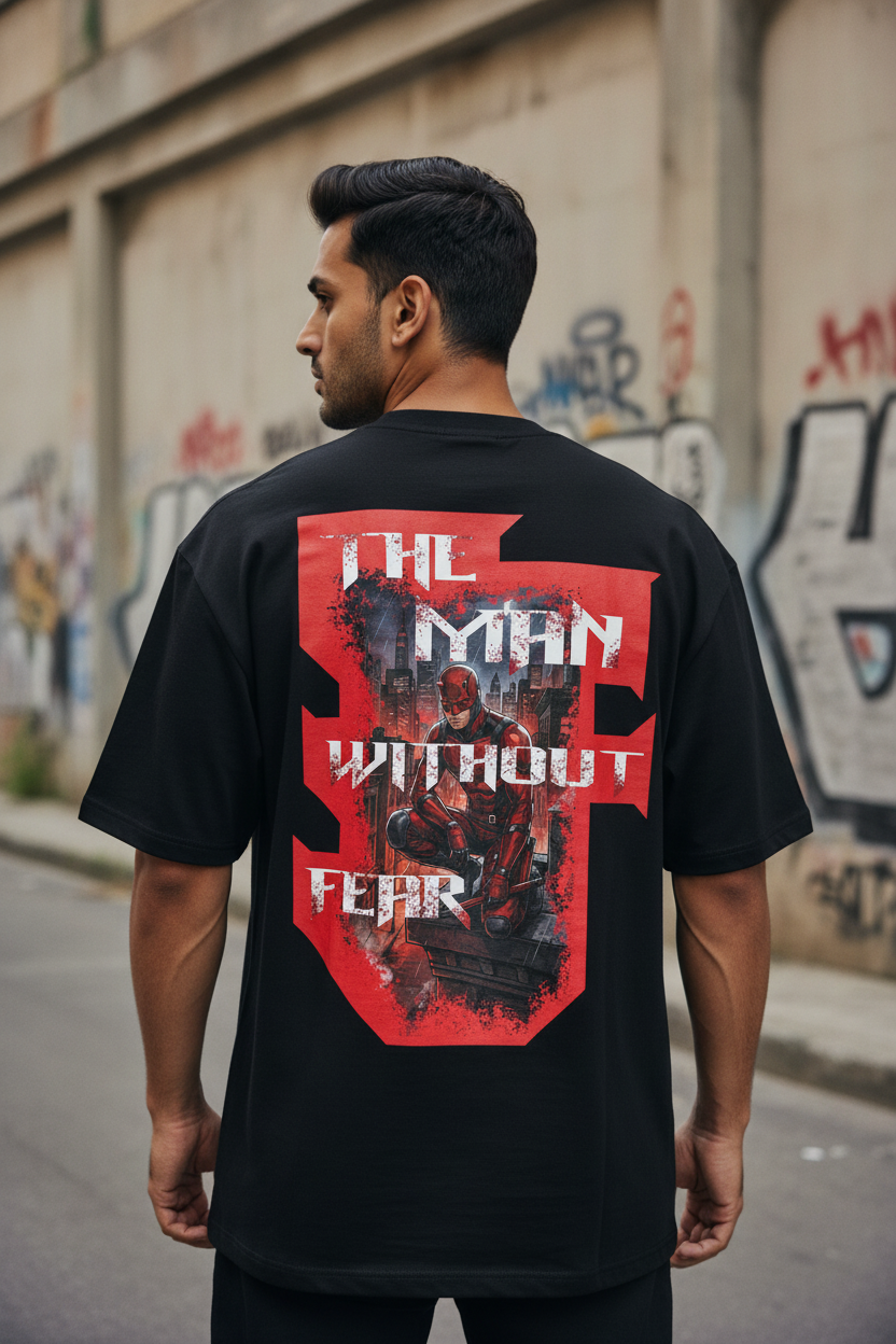 Teeyatra "The Man Without Fear" | Oversized 240 GSM French Terry Graphic Tee