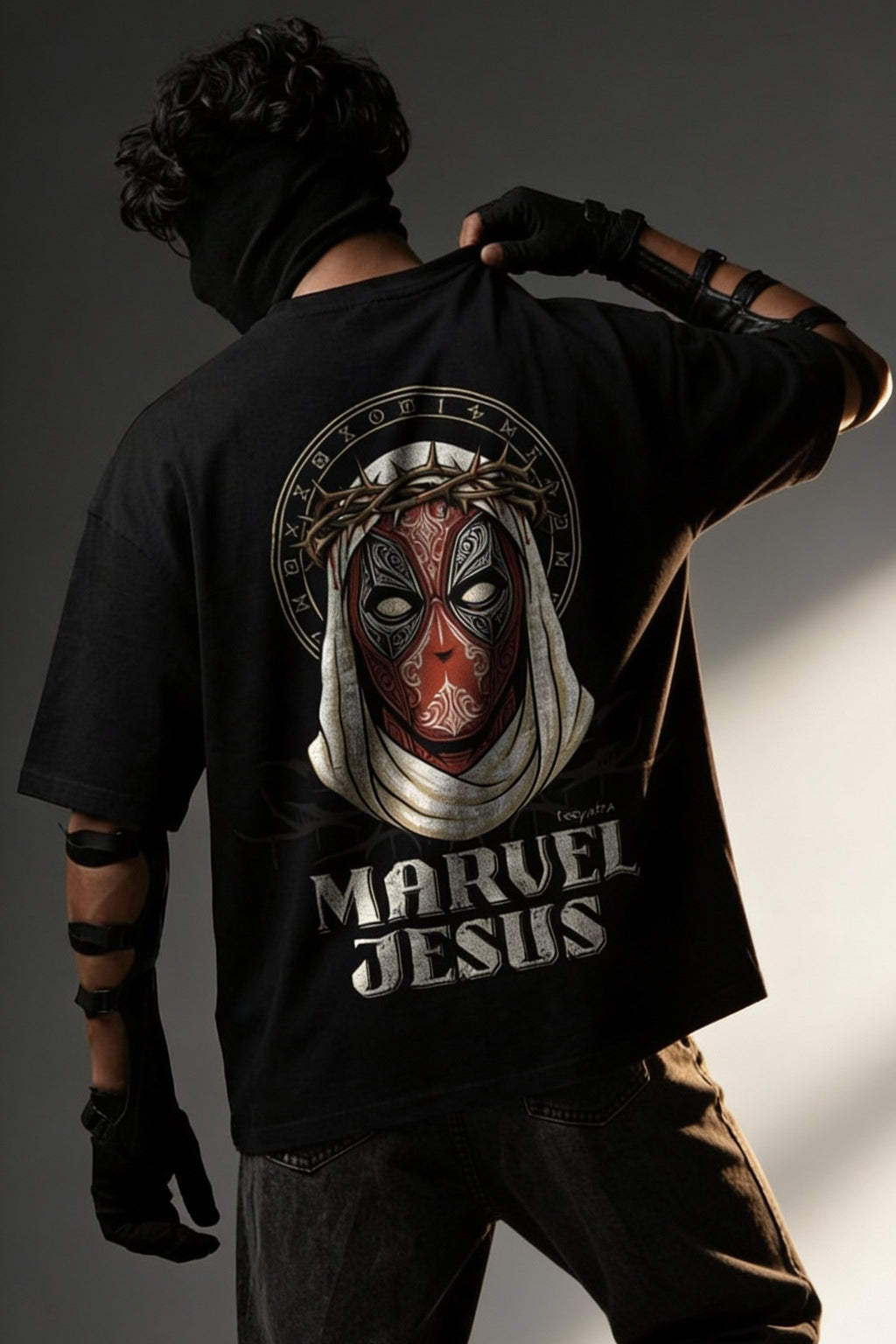 TEEYATRA Deadpool Oversized Graphic T-Shirt – 240 GSM Premium French Terry | DTF Back Print Streetwear