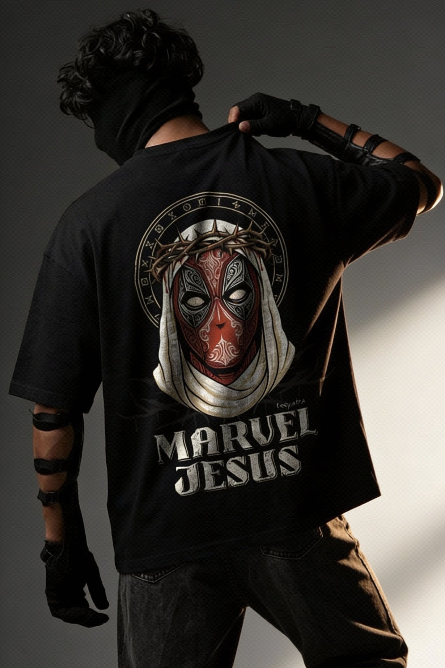 TEEYATRA Deadpool Oversized Graphic T-Shirt – 240 GSM Premium French Terry | DTF Back Print Streetwear