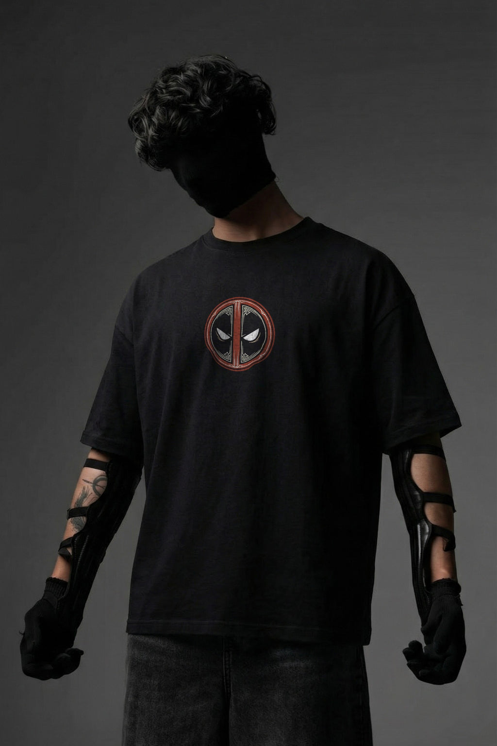 TEEYATRA Deadpool Oversized Graphic T-Shirt – 240 GSM Premium French Terry | DTF Back Print Streetwear