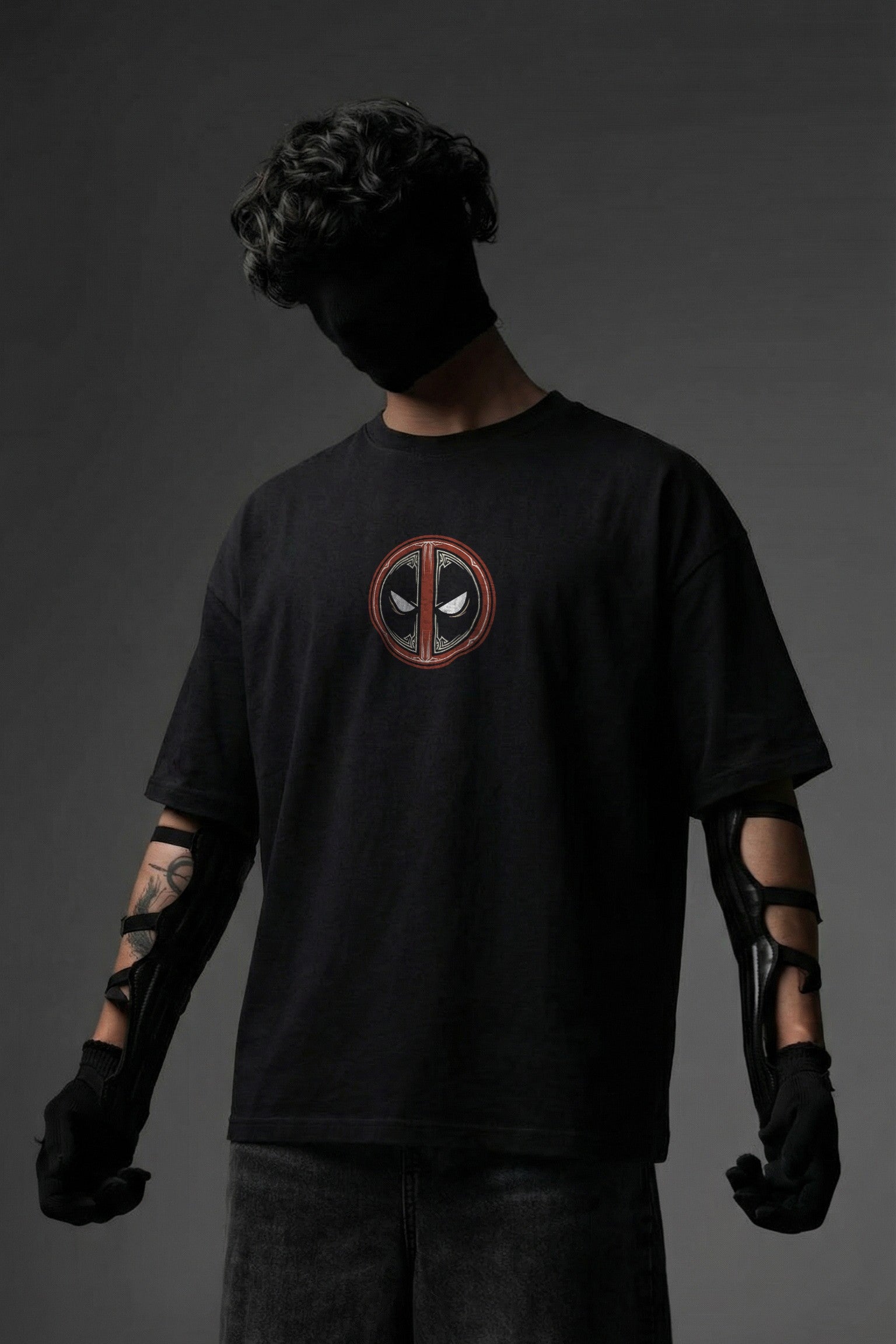 TEEYATRA Deadpool Oversized Graphic T-Shirt – 240 GSM Premium French Terry | DTF Back Print Streetwear