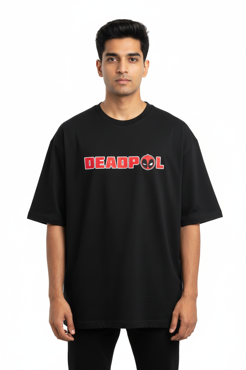 Deadpool Oversized T-Shirt – 240 GSM French Terry | DTF Print | Black Streetwear Tee