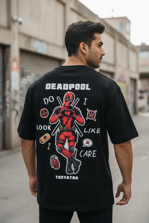 Deadpool Oversized T-Shirt – 240 GSM French Terry | DTF Print | Black Streetwear Tee - TEEYATRA