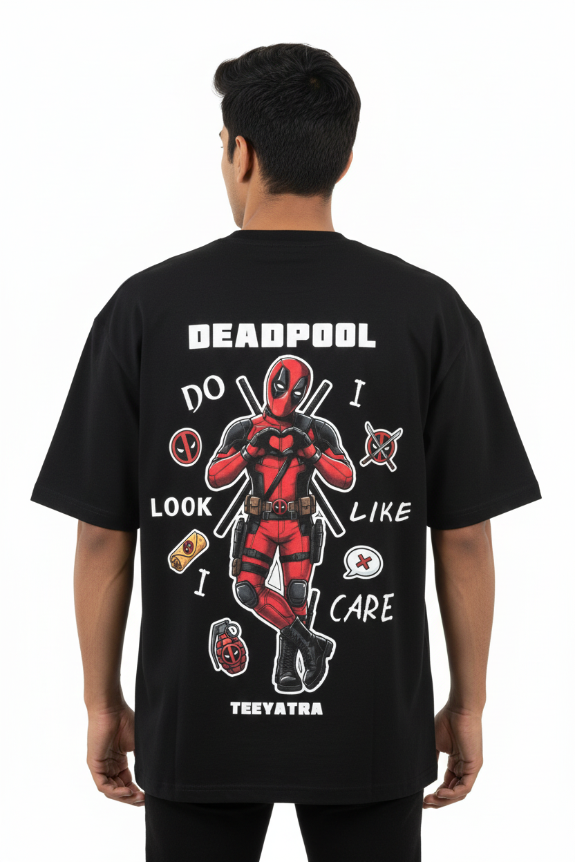 Deadpool Oversized T-Shirt – 240 GSM French Terry | DTF Print | Black Streetwear Tee