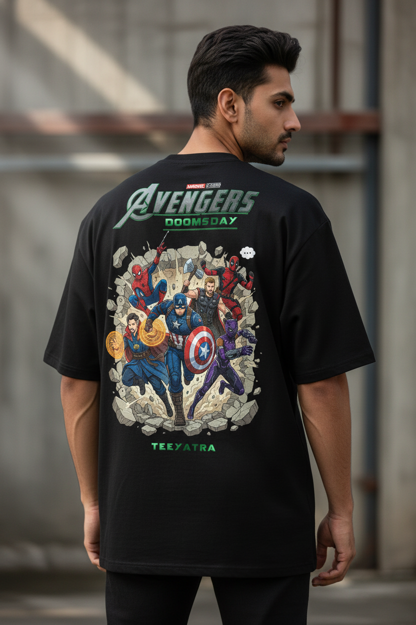 Teeyatra Premium Heavyweight Oversized T-Shirt – Avengers: Doomsday Edition (240 GSM French Terry)