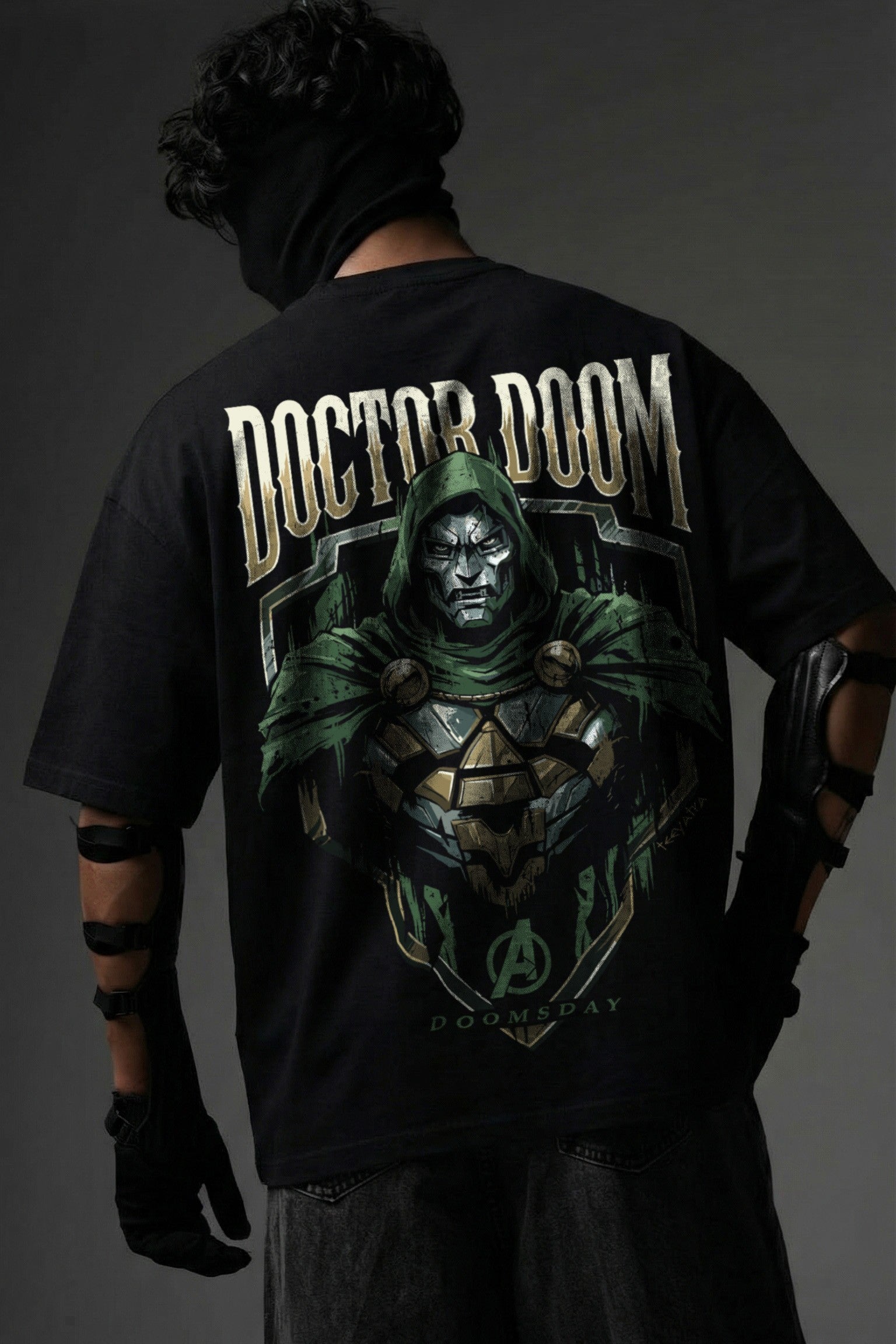 TEEYATRA Doom Warrior Oversized Graphic T-Shirt – 240 GSM Premium French Terry | DTF Back Print