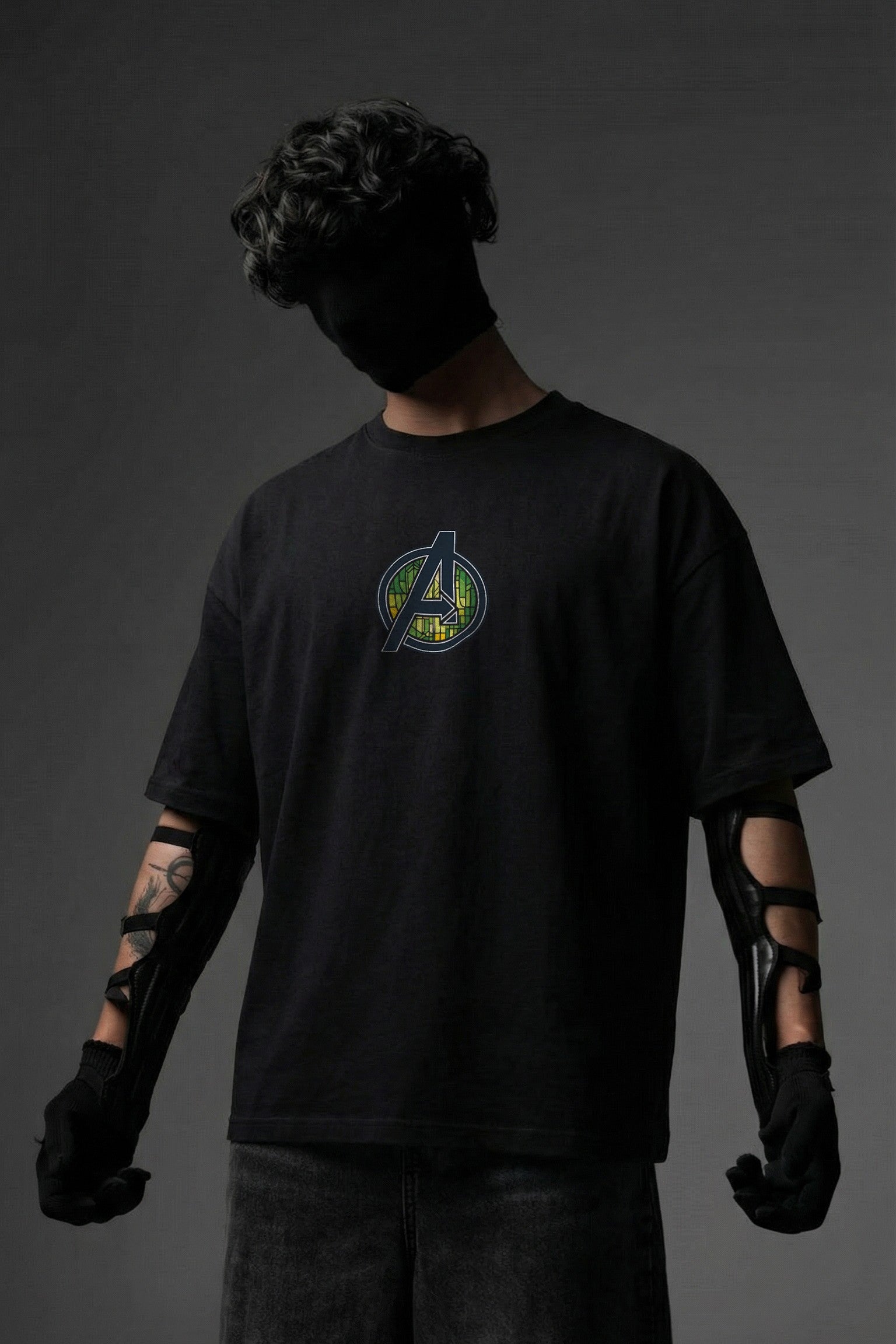 TEEYATRA Doom Warrior Oversized Graphic T-Shirt – 240 GSM Premium French Terry | DTF Back Print