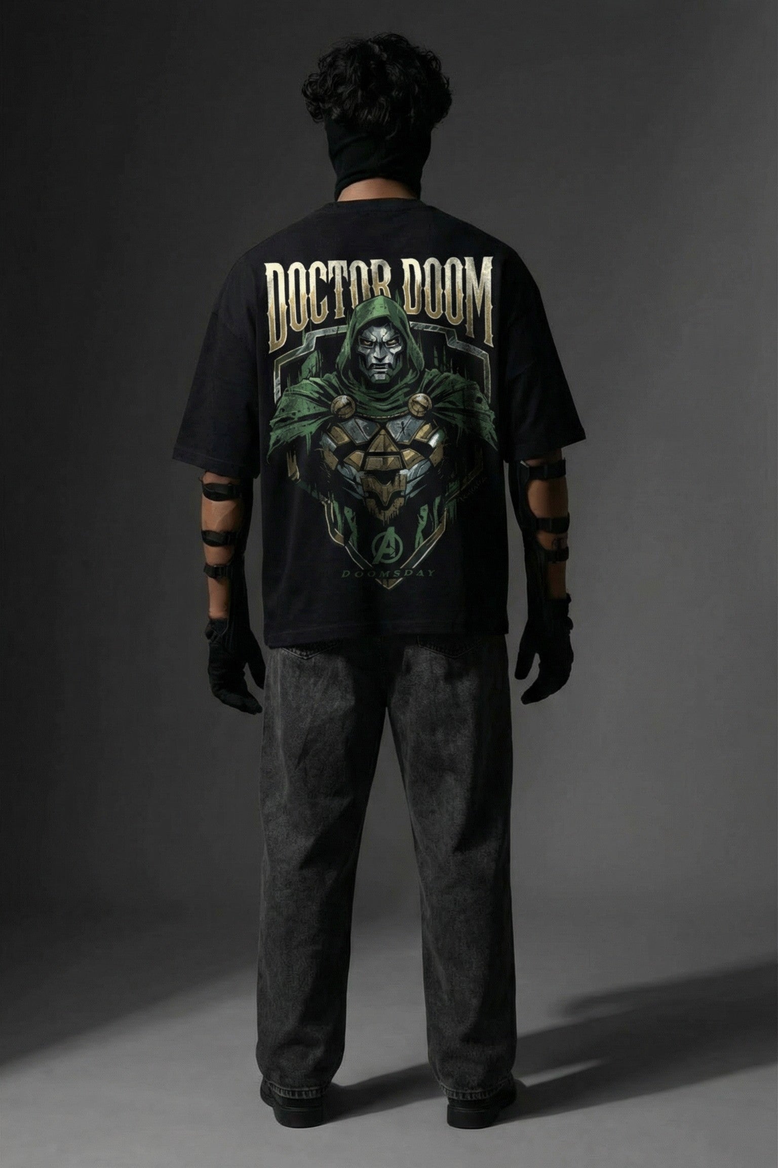 TEEYATRA Doom Warrior Oversized Graphic T-Shirt – 240 GSM Premium French Terry | DTF Back Print